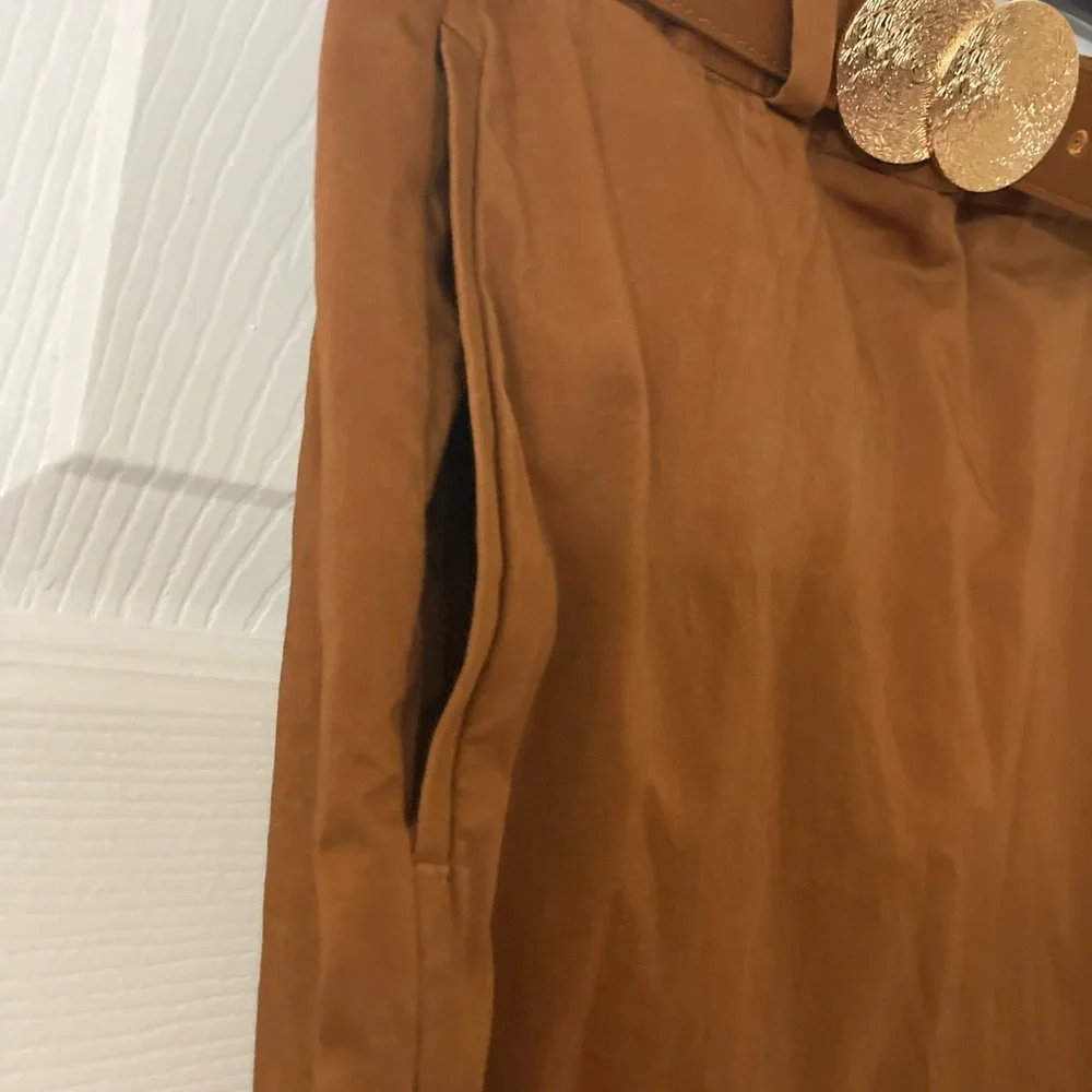 Banana Republic BRx HARBISON | Mini Skirt Gold Buckle Brown | Size 6 - Picture 5 of 5